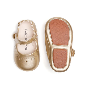 Soft Sole Gold Baby Dress Shoes -Infant Baby Walking Shoes Moccasins Rubber Sole Crib Shoes(Gold, Infant)