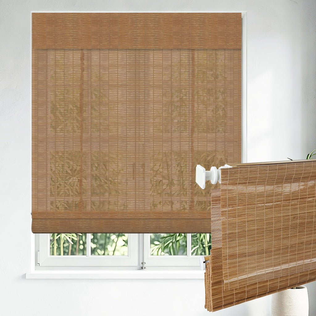 Bamboo Roman shade, Carbonized