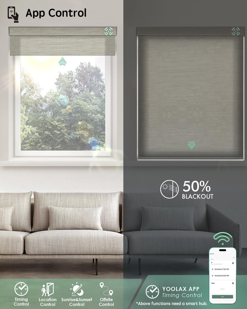 Motorized Blinds with Remote, Light Filtering Smart Window Blinds
