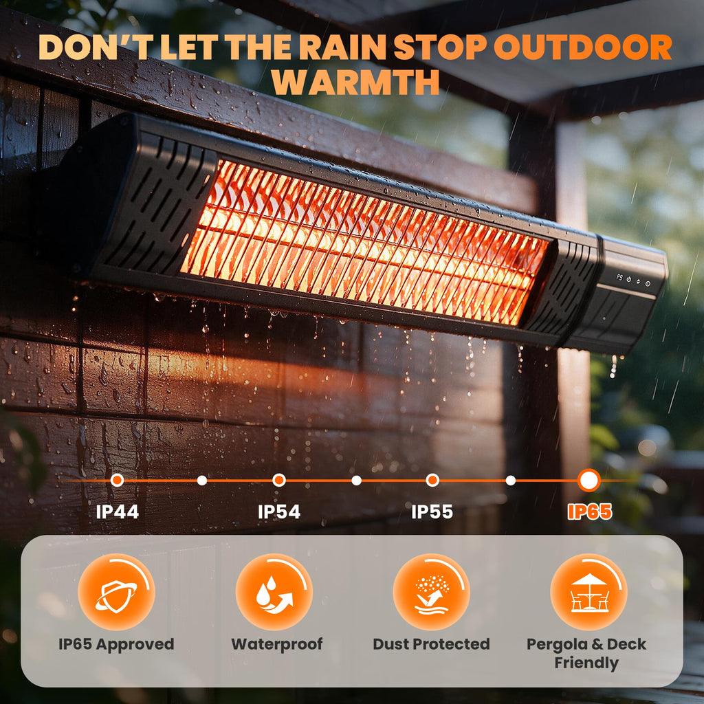 Outdoor Patio Heater, Infrared Electric Wall-Mounted Heater 1500W