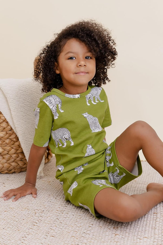 100% Organic Cotton Baby Short Sleeve Pajama Sets, Toddler Boy Girl Piece Sleepwear