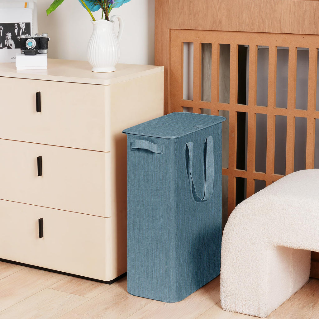 Slim Laundry Hamper with Lid Narrow Laundry Basket with Handles