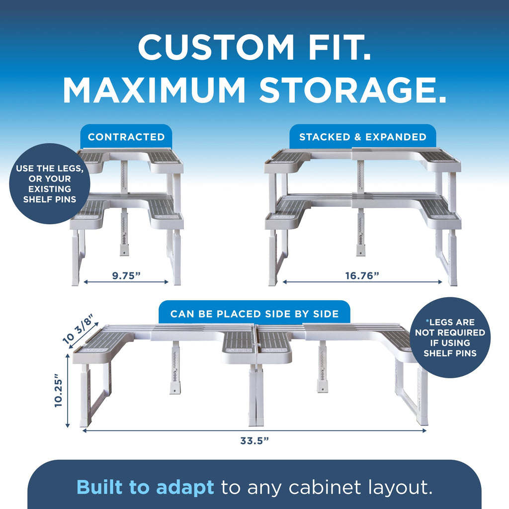 3.0 - Expandable 2 Tiered Spice Rack Organizer for Cabinet & Pantry - Kitchen Seasoning Organizer - Cabinet Spice