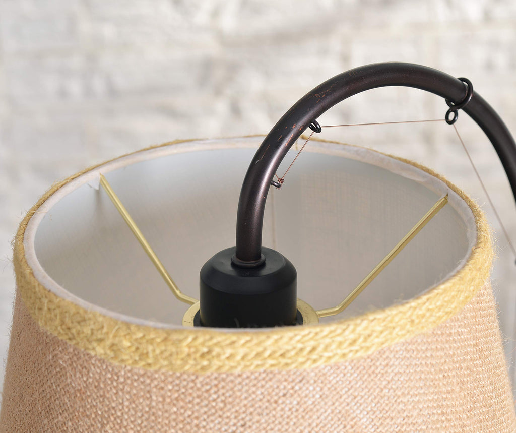 Fly Rod Table Lamp with Oil Rubbed Bronze w/Wood Accent Finish, Rustic Style, 27.5" Height, 12" Width, 14.5" Depth