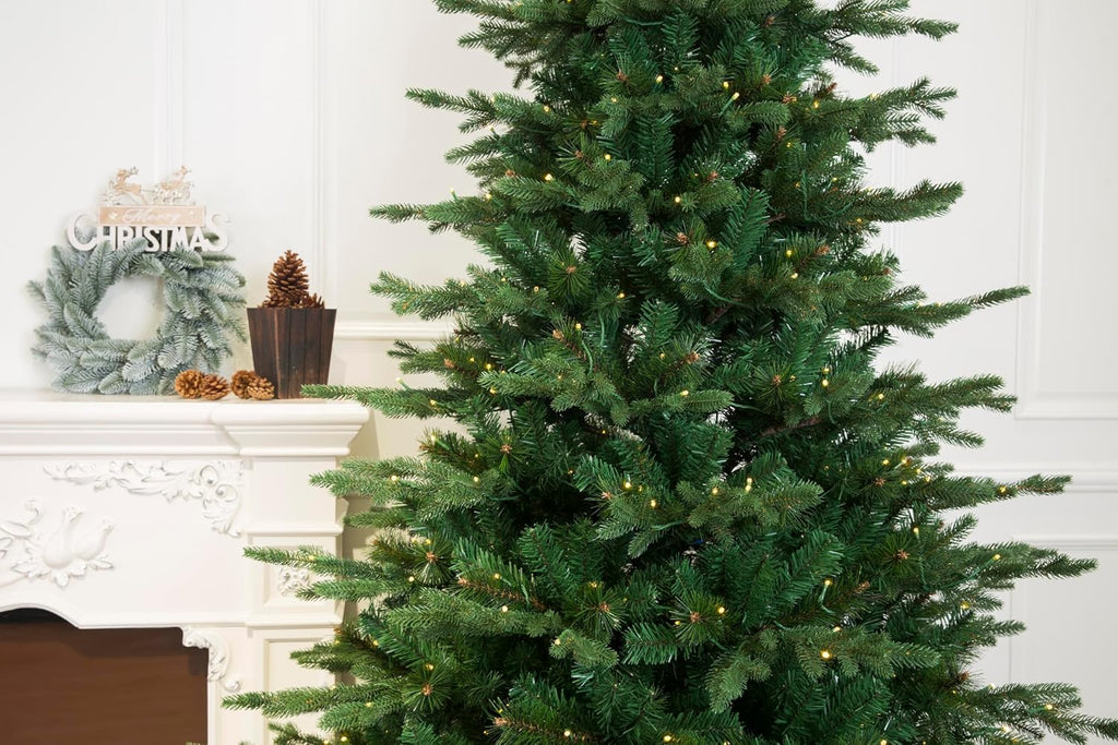 9 Foot European Balsam Fir Artificial Christmas Tree Pre-lit with Dual LED Lights (9ft Pre-lit)