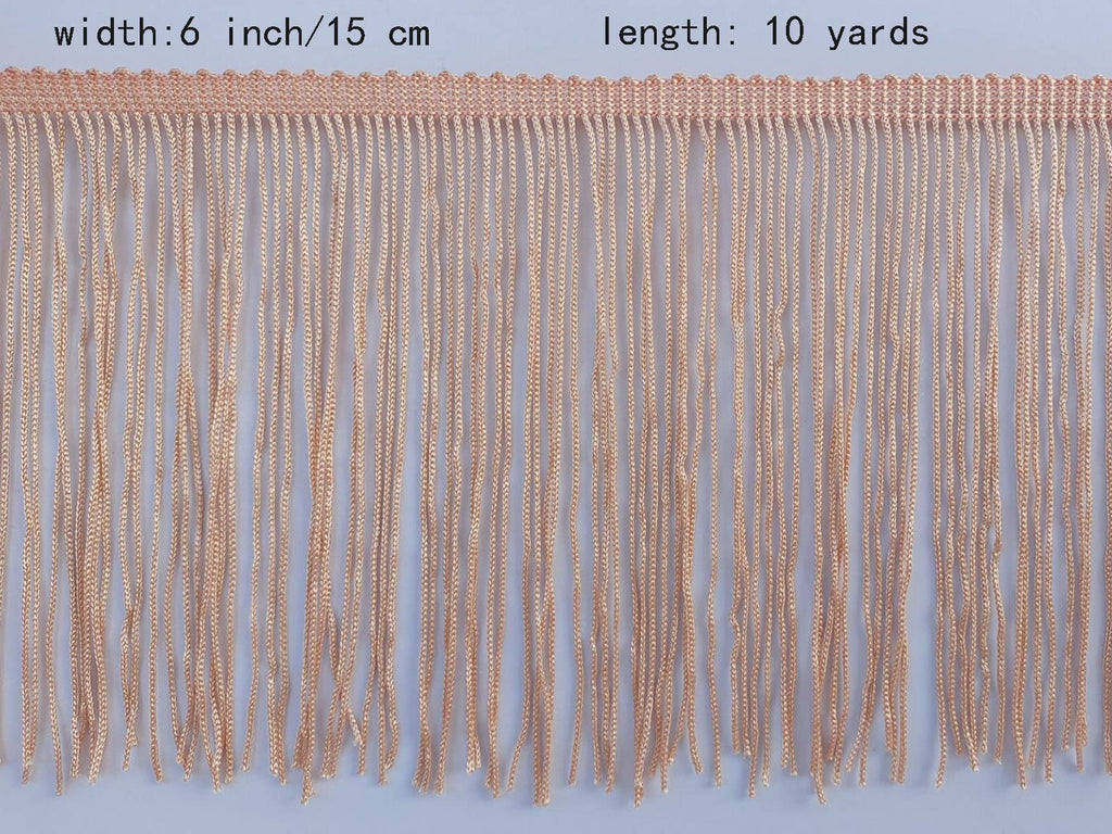 Chainette Fringe Trim 6 Inch 10 Yards Tassel Fringe Trim for Sewing Craft DIY Decoration(905 Champagne)