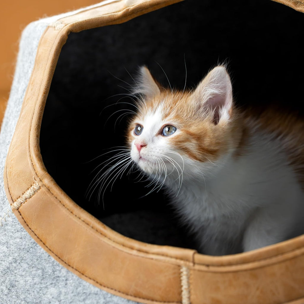Felt Round Bed, Warm and Cozy cat Bed, Gray