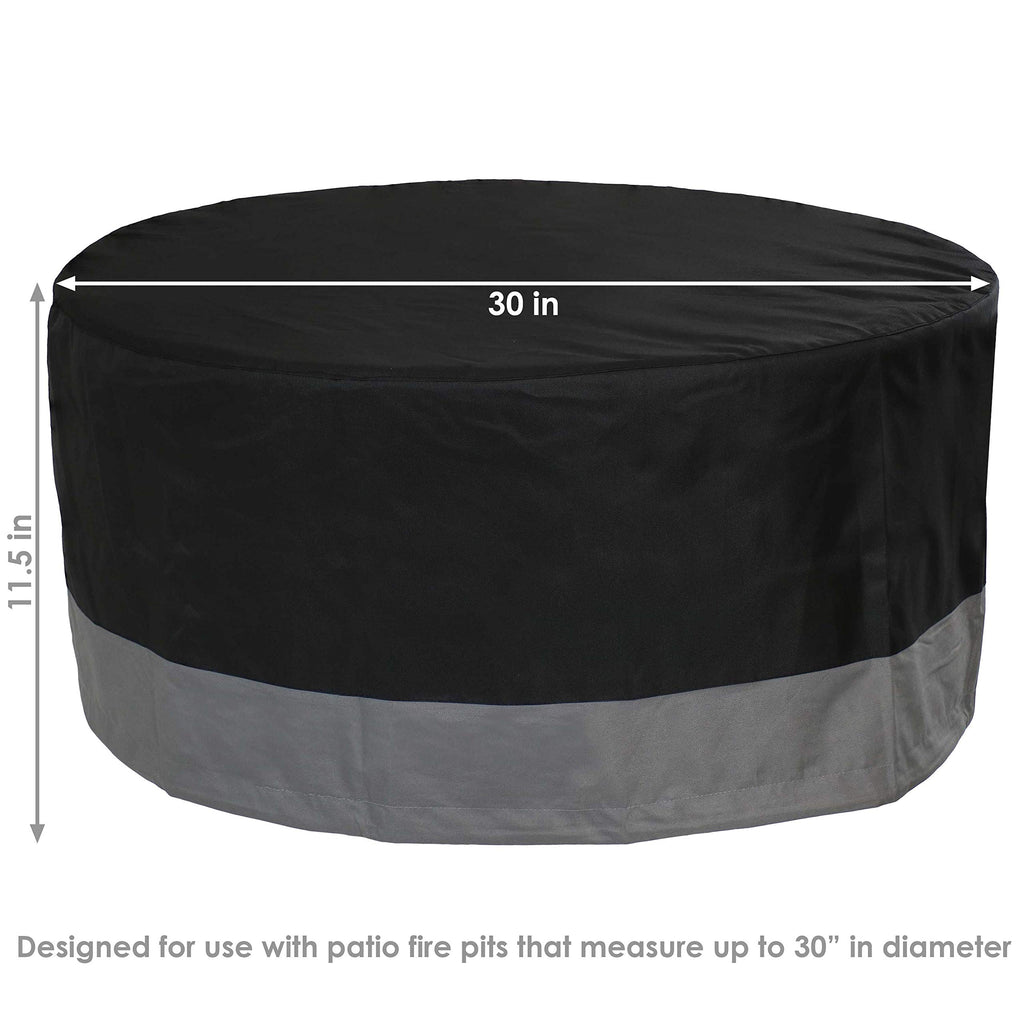 Durable Patio Fire Pit Cover, Round, Black & Gray, 30"