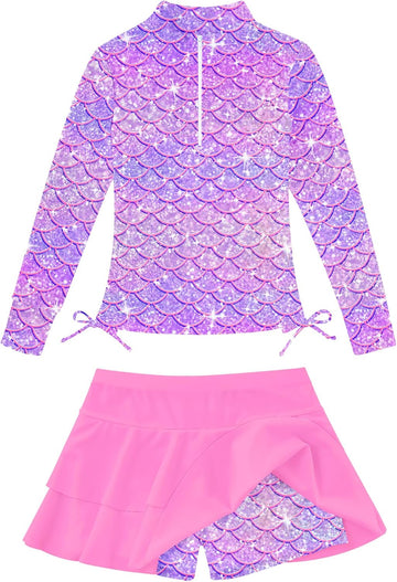 Girls Swimsuit Long Sleeve Rashguard Bathing Suits Swim Set