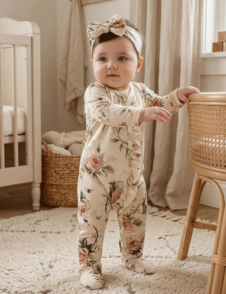 Newborn Baby Girl Clothes Ruffle Jumpsuit Romper Infant Coming Home Outfit for Baby Girl