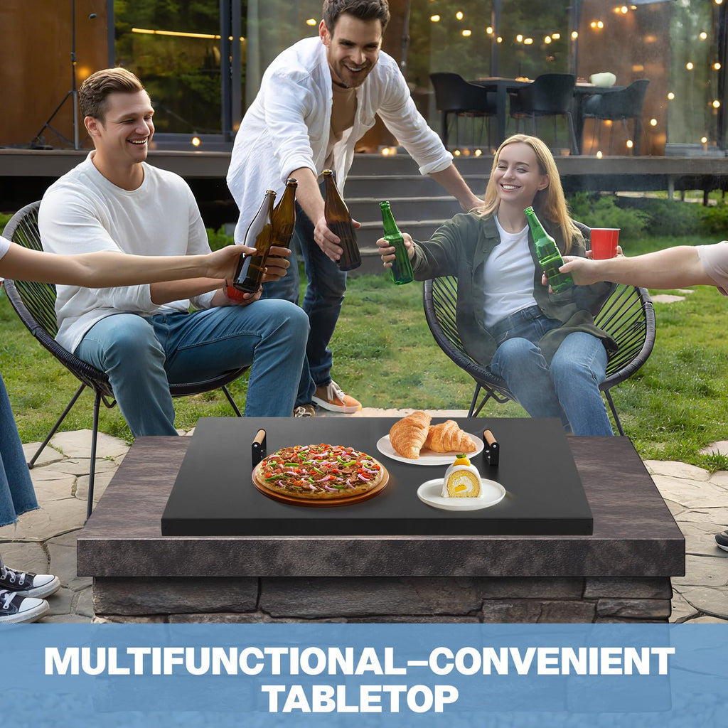 Fire Pit Lid Square 38", Heat Resistant Metal Firepit Cover