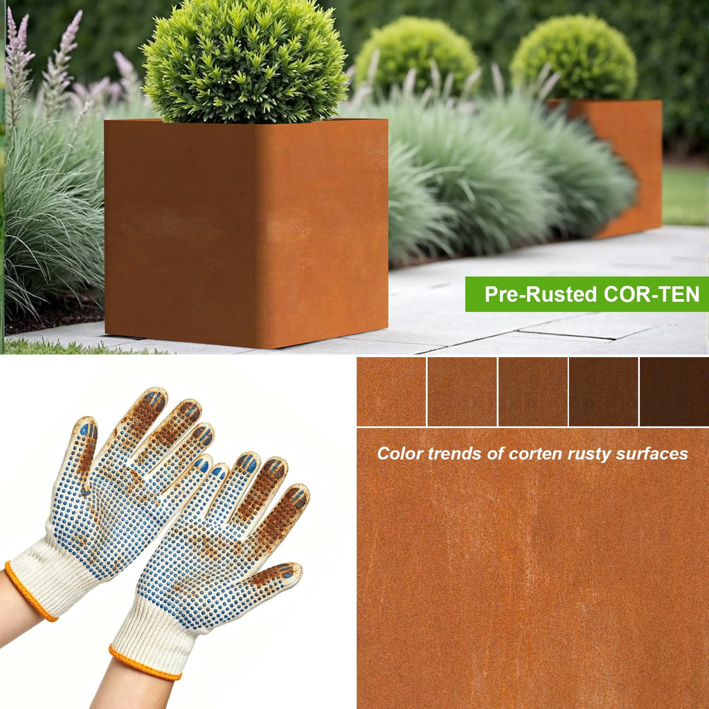 Corten Steel Planters 20 Inch, Pre-Rusted