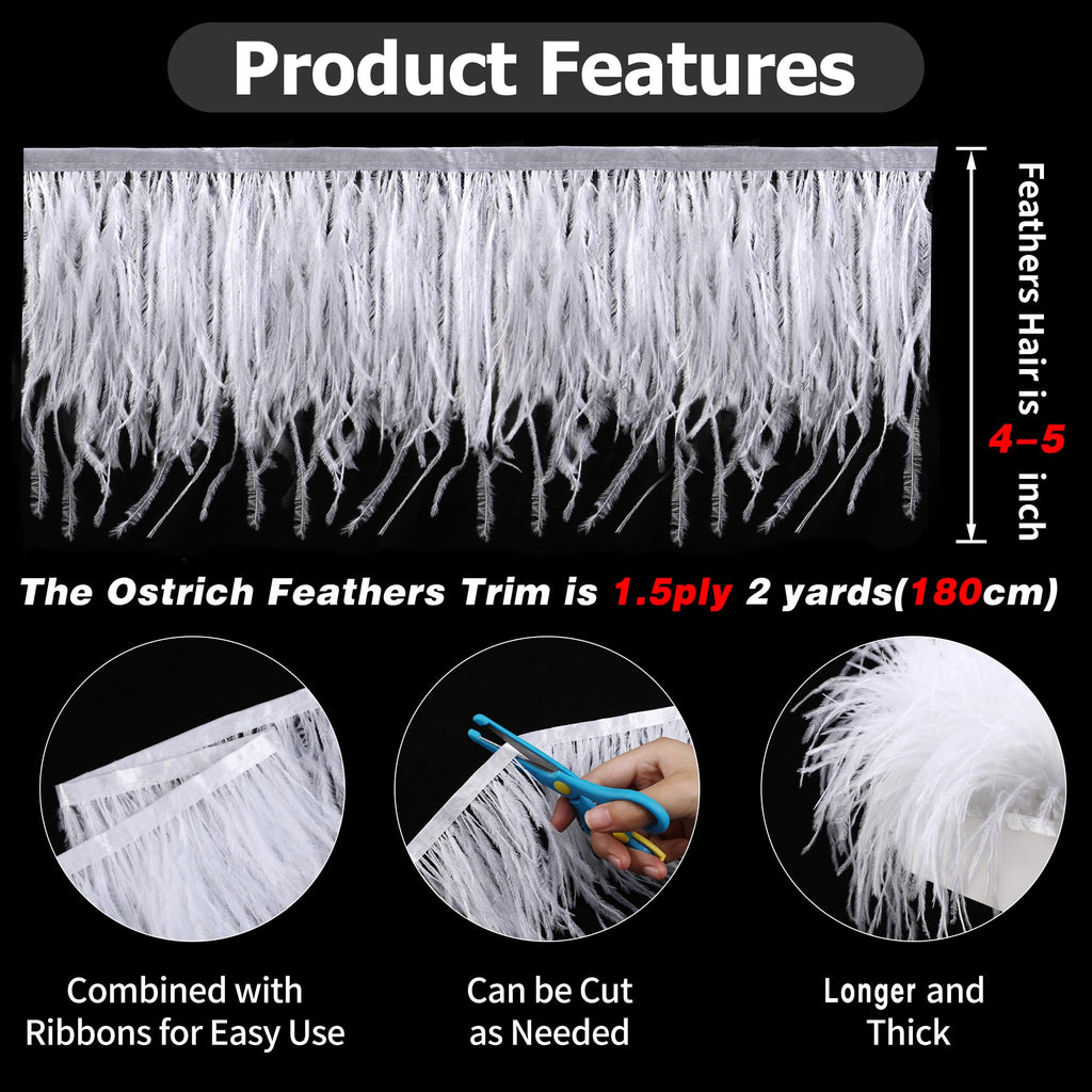 4-5inch Orange Ostrich Feather Trim for Sewing,2Yards