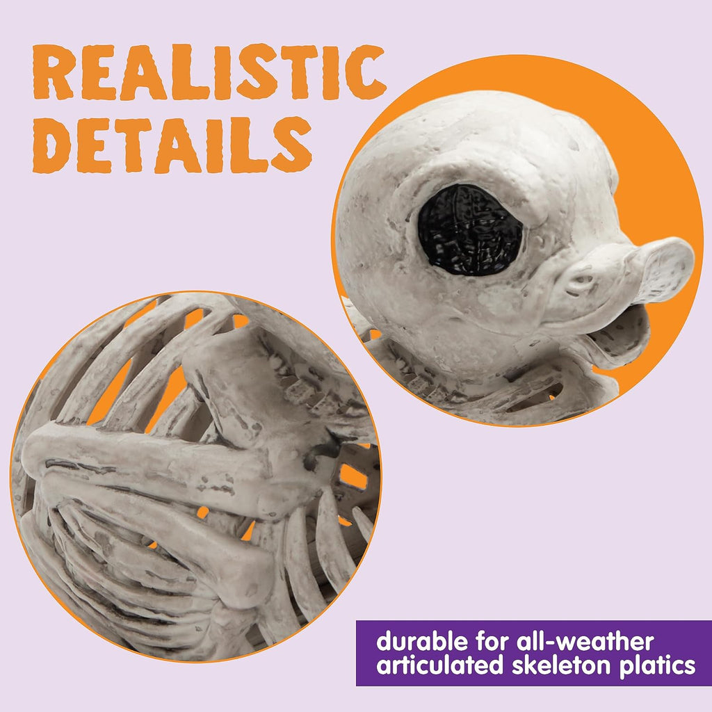 4.5" Duck Skeleton Plastic Bones Halloween Decorations for Spooky Animal Courtyard Halloween Graveyard Decor - Set of 2