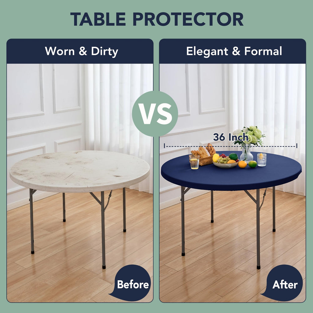 Cocktail Round Table Cover Fitted, Non-Slip Elastic Edge, 2-Pack