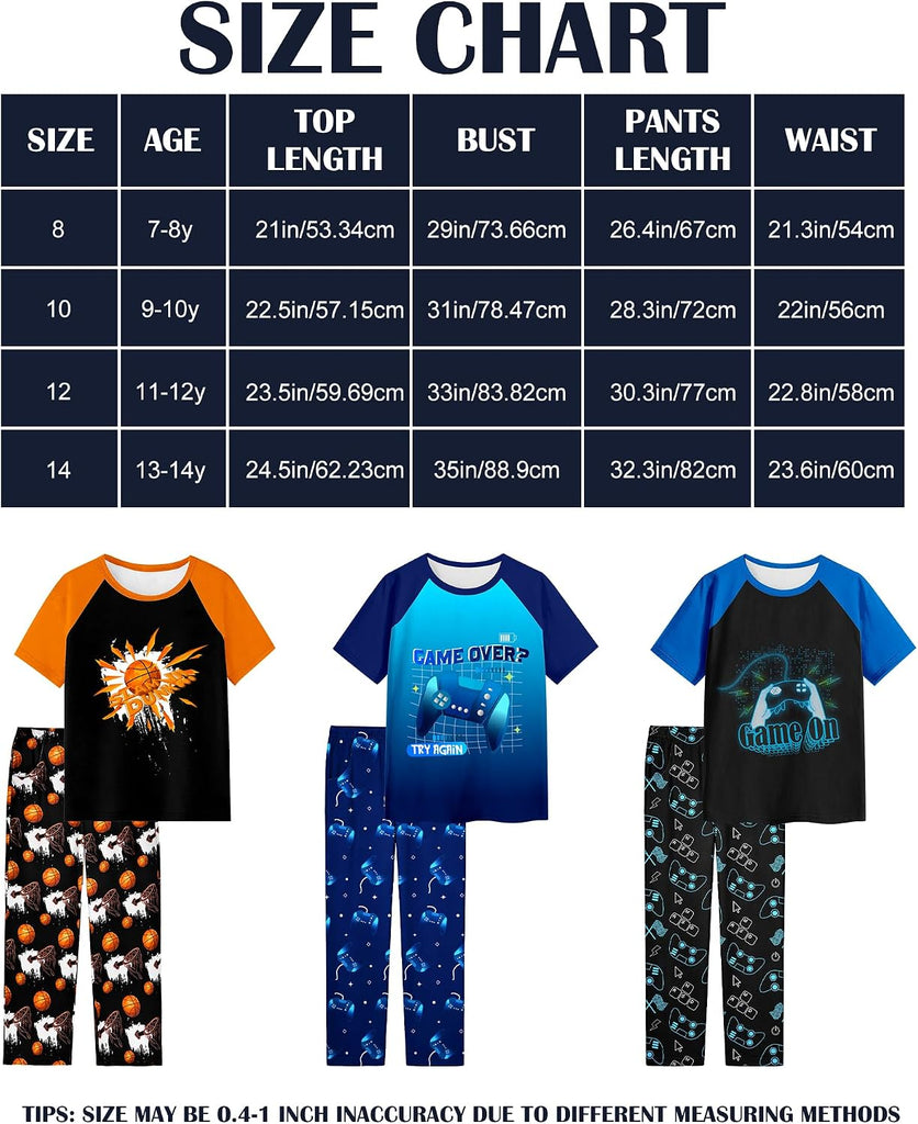 Boys Pajamas Little Big Boys Pajamas Short Sleeves and Pants 2 Pieces Summer Pjs Set Kids Boy Sleepwear