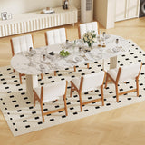 Furniliving Oak Wooden Dining Chairs Set of 2, Mid-Century Modern Linen Fabric Upholstered Kitchen Chair