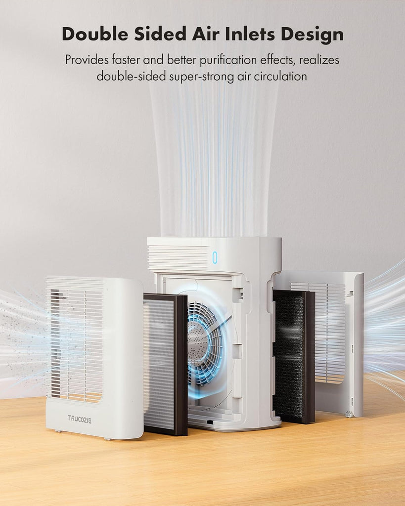 T356 New White Air Purifier for Home Large Room Bedroom Up to 1937 Ft² in 1 Hr With Double-sided Air