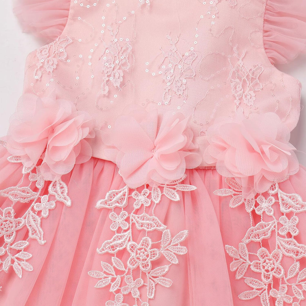 Castle Toddler Flower Girl Dress Princess Lace Tulle Dresses