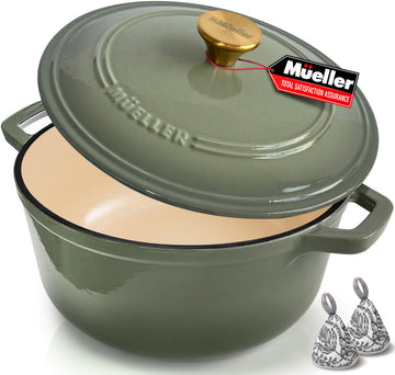6 Quart Enameled Cast Iron Dutch Oven, Heavy-Duty