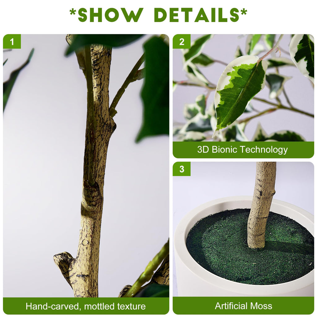 Large Artificial ficus Tree Tall Fake Pencil fig Trees Indoor Outdoor Realistic Floor Plant Faux Plastic Plants