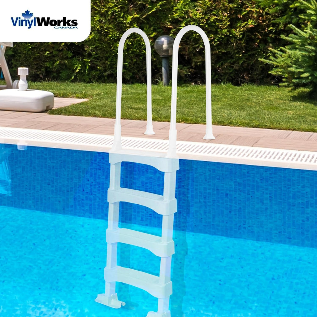 Snap & Lock Pool Ladder, Plastic Step Ladder for Above Ground or In Ground Swimming Pool, or Deck up to 60 Inch
