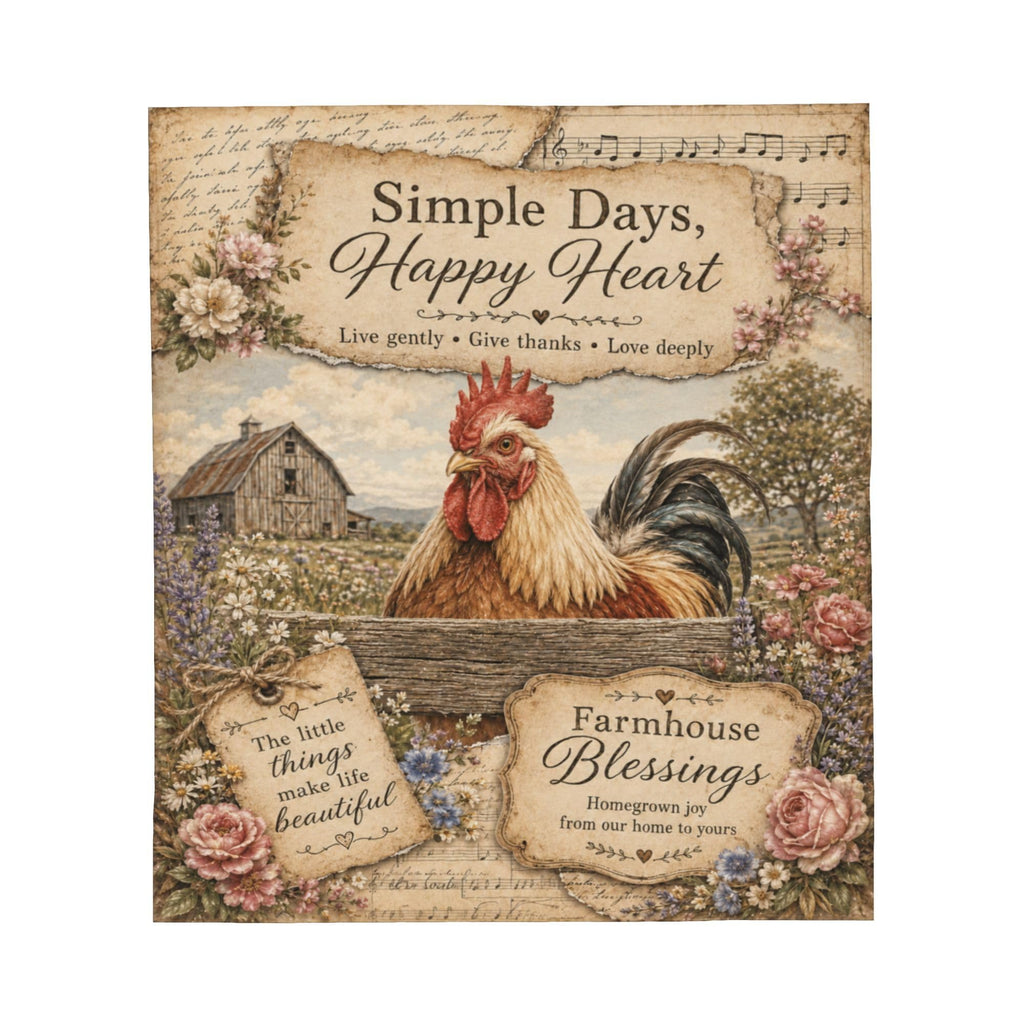 Farmhouse Rooster Throw Blanket Gift 40"x50"