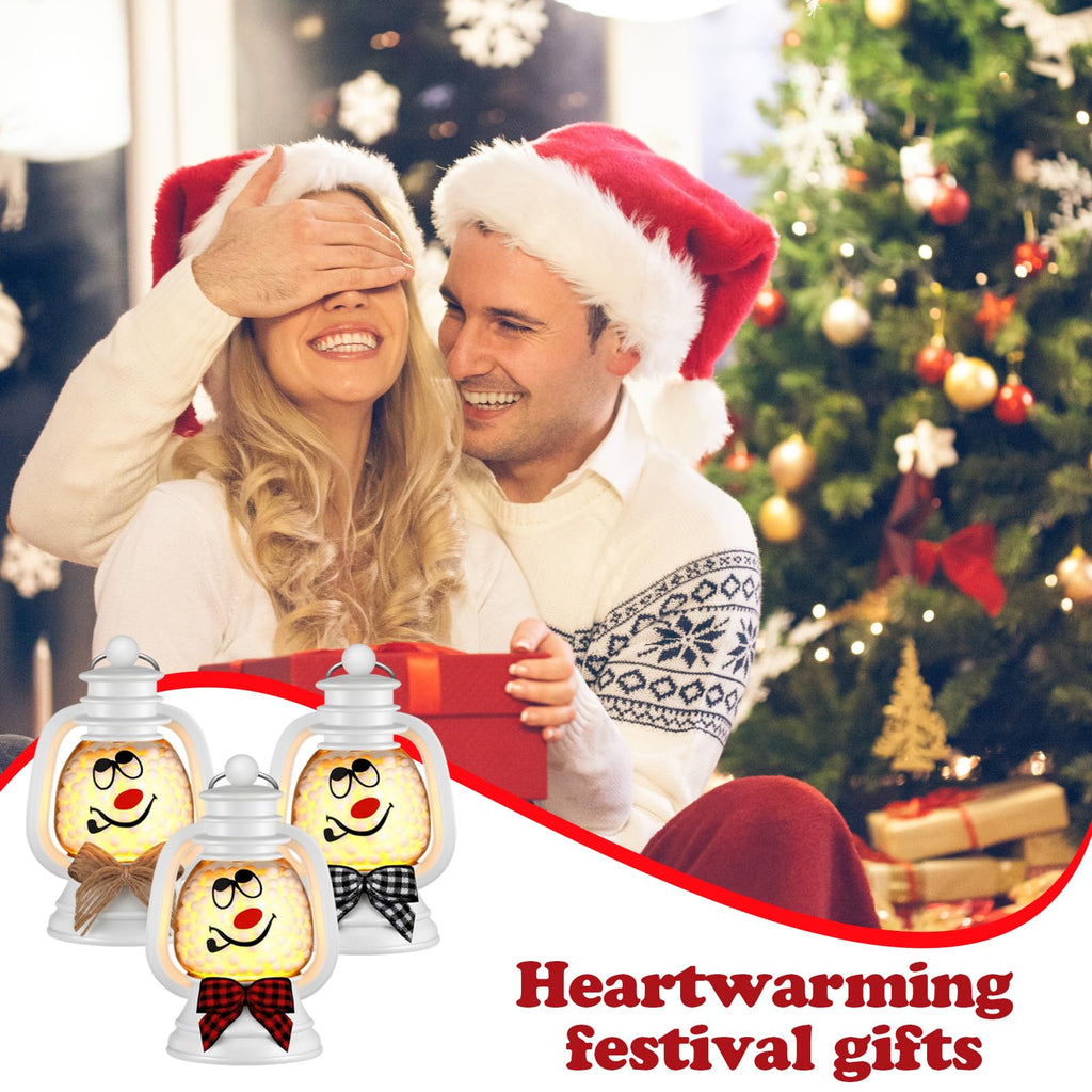 24 Pcs Christmas Snowman Lantern, Table Centerpieces, 4 Inch, White