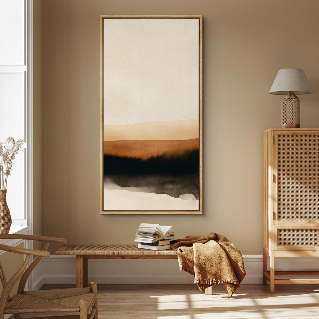 Extra Large Framed Canvas Print Wall Art Warm Earth Tone Minimalist Illustrations Decorative Colorful Multicolor
