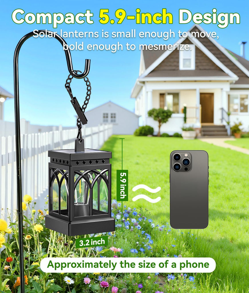 4 Pack Solar Lanterns Outdoor Waterproof, Brighter Hanging Solar Lantern Lights for Outside, Auto ON/Off Lanterns