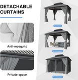 10'x12' Gazebo Hardtop Gazebo, Aluminum Frame Pergola with D - Image 7