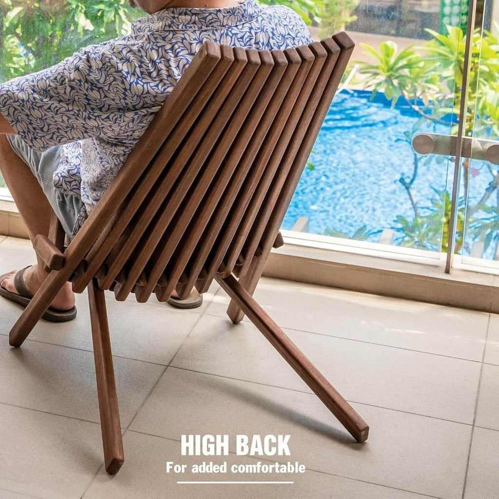 Wooden Folding Tamarack Chairs, FSC Certified Acacia Low Profile Adirondack Chairs, Wood Folding Chair for Outdoor