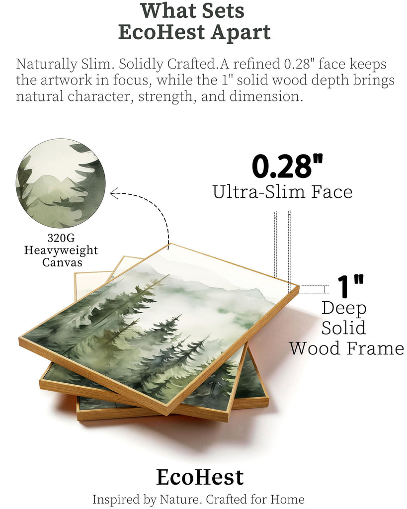 16x24 in Sage Green Mountain Landscape Large Wall Art Set of 3