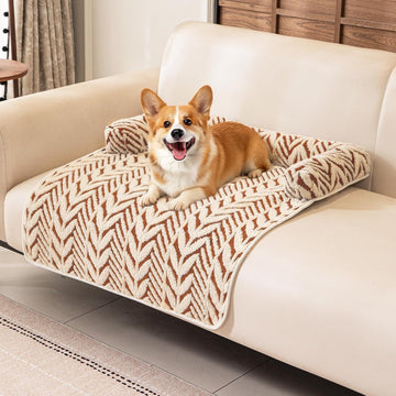 Calming Dog Bed Mats with Neck & Head Support, 35.43 x31.5 inch Khaki