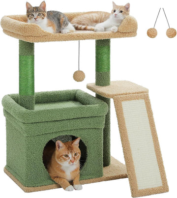 Cat Tree for Small Medium Cats, Green Cat Tower for Indoor Cats