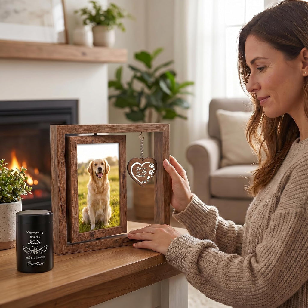 Memorial Gifts for Loss of Pet - Memorial Picture Frame and Small Urn Set