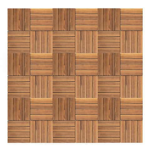 36Pcs 12x12 Inch Hardwood Interlocking Deck Tiles, All-Weather Waterproof Outdoor Flooring for Patio, Sun Terrace &