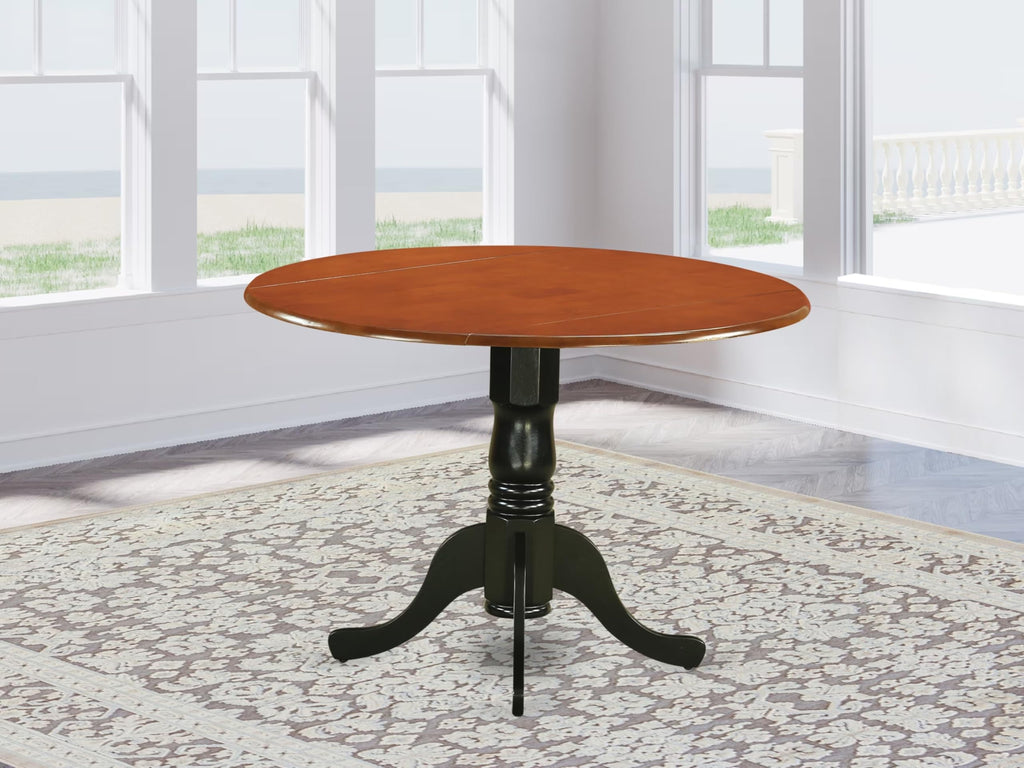 West Furniture DLT-BCH-TP Dubl Dining Table - a Round Wooden Table Top with Dropleaf & Pedestal Base, 42x42 Inch