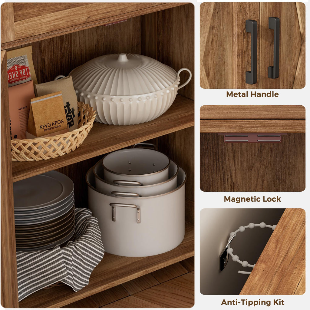 Coffee Bar Storage Cabinet with Drawers, Kitchen Buffet Cabinet