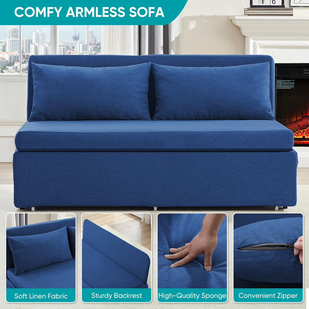 2 in 1 Queen Size Sleeper Chair Pull Out Sofas Couch with Pullout Beds, 43" W Convertible Guest Sleepers Chair Bed