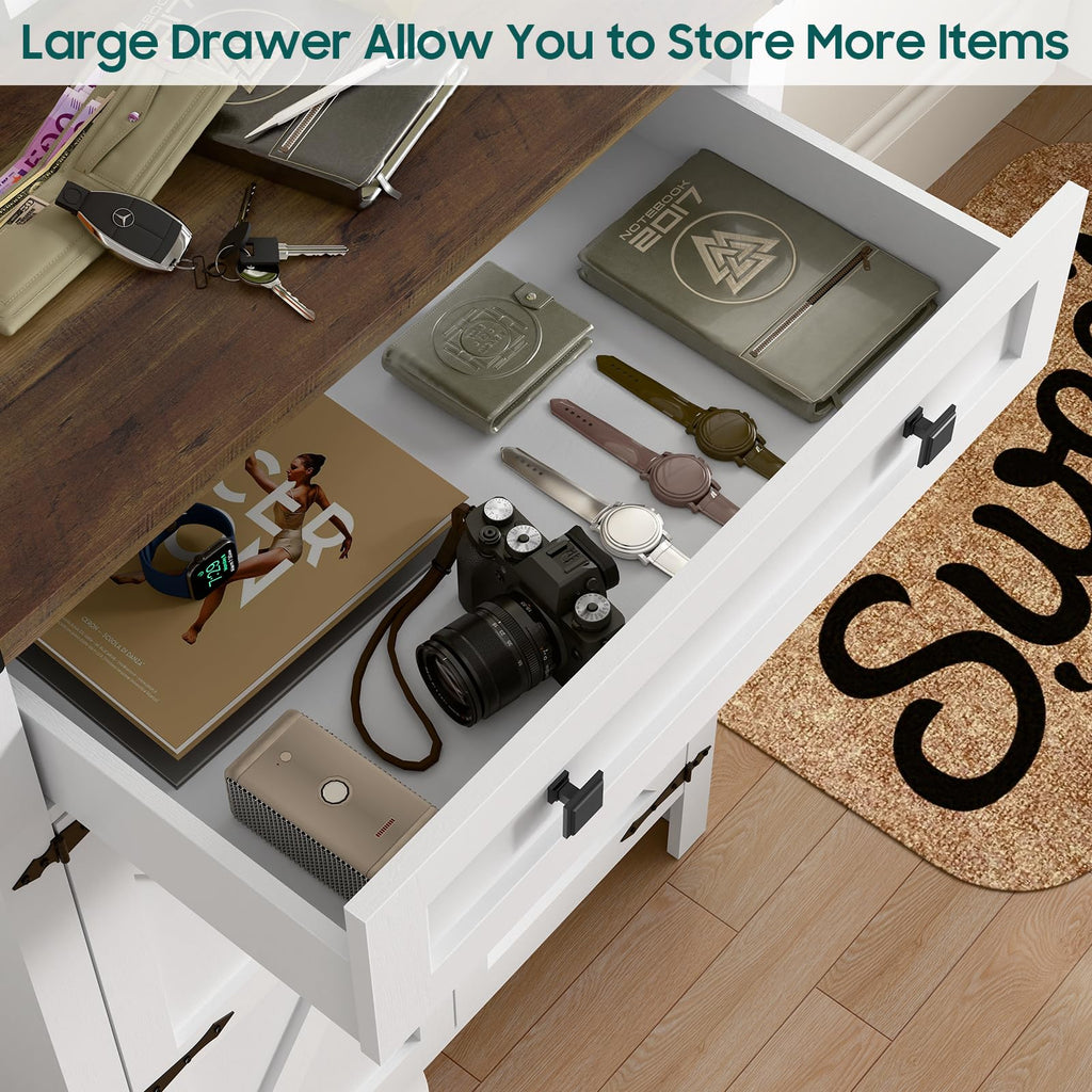 Shoe Storage Cabinet, 5-Tier Farmhouse Shoe Cabinet with Adjustable Shelves & Drawer, Wooden Shoes Rack Cabinets