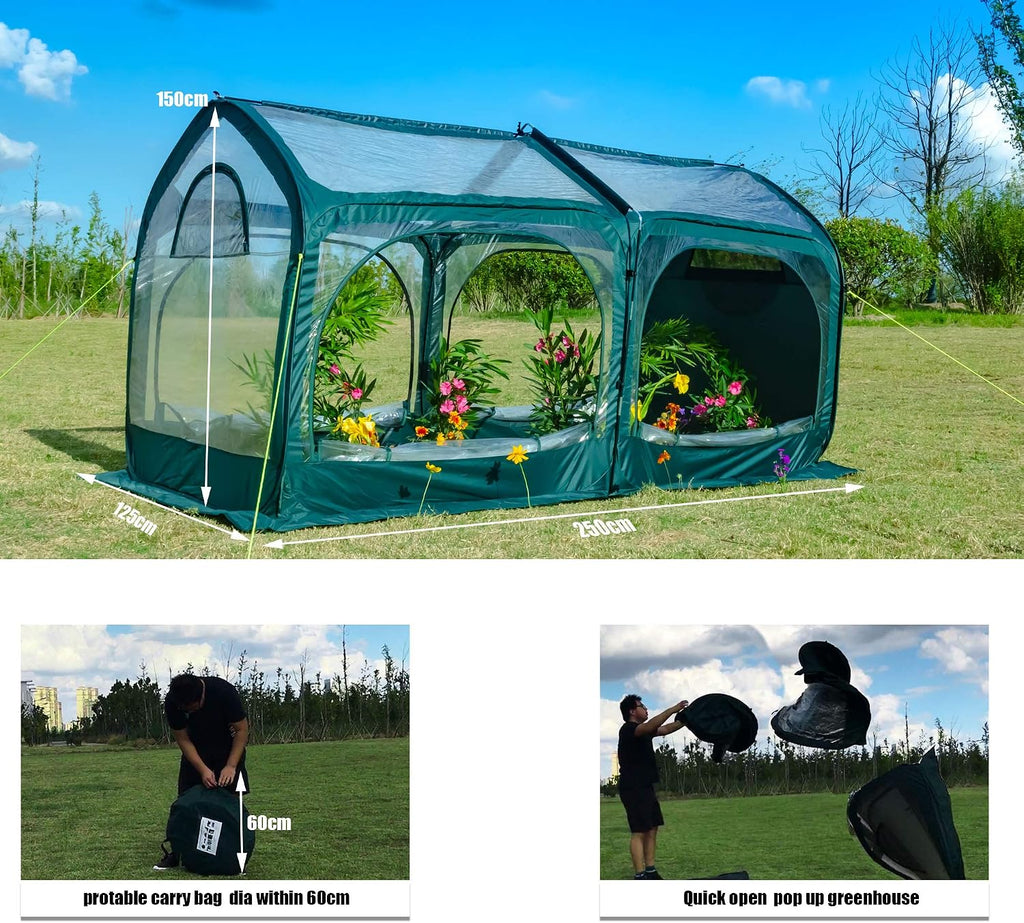 Pop Up Greenhouse Cover Flower House Mini Gardening Plant Flower Sunshine Room,Backyard PVC Cover for Cold Frost