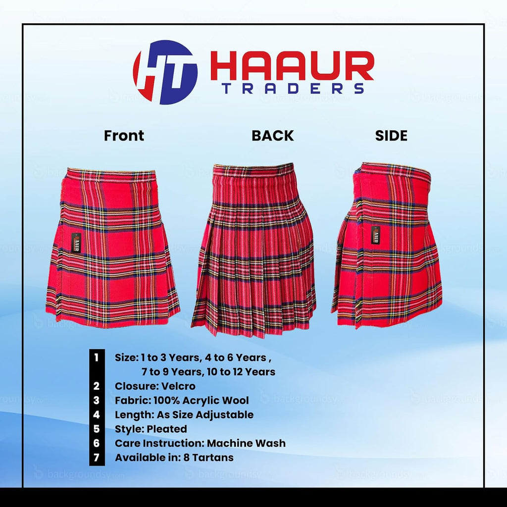 Baby Boy Kilt and Girls Skirt Kilts for Children's 100% Acrylic Wool Scottish Highland Royal Stewart Black Watch
