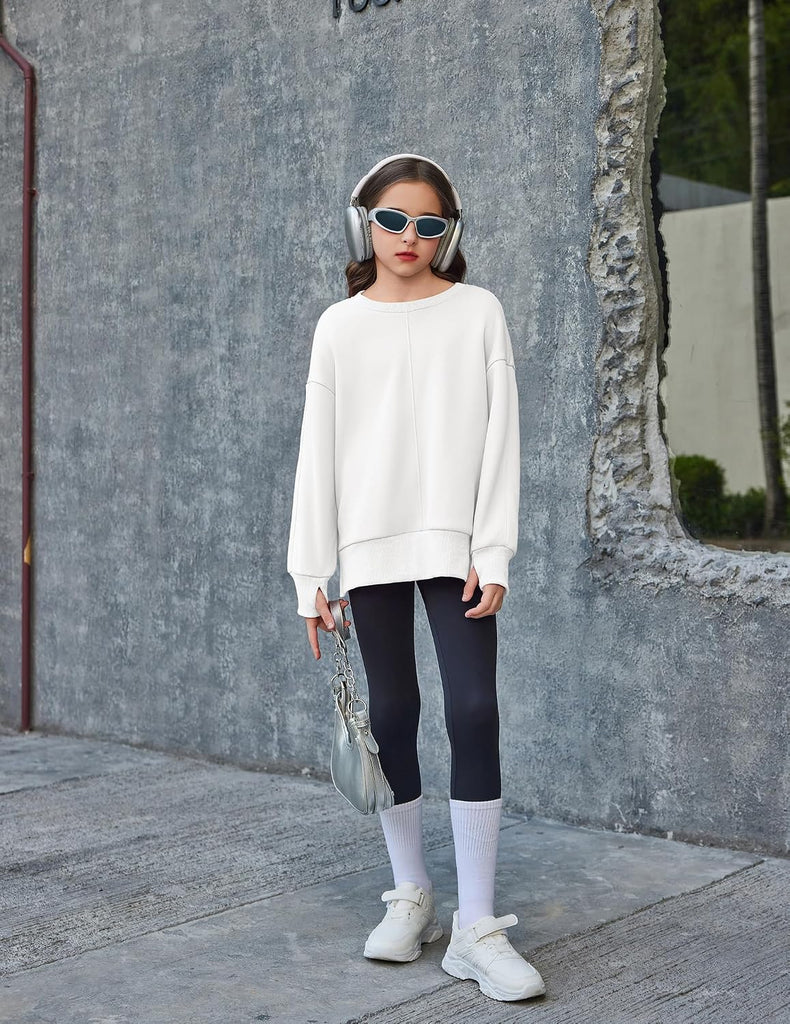 Oversized Crewneck Sweatshirt Kids Fashion Fleece Pullover Side Slite