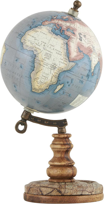 Plastic Globe with Wood Base, 5" x 5" x 10", Brown