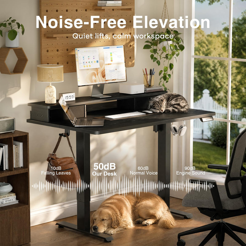 47x28 in Electric Standing Desk with Drawers, Adjustable Table, Black