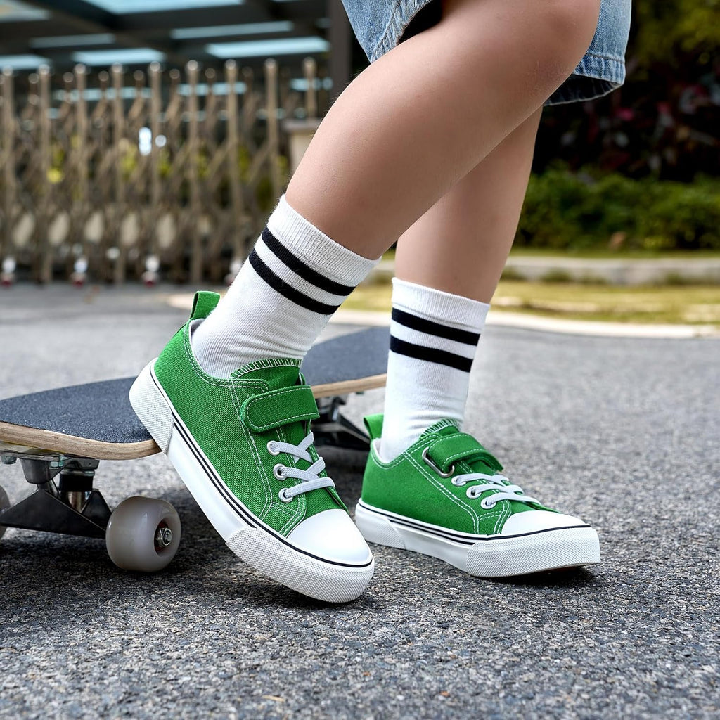 Toddler Boys and Girls Sneakers Low Top Adjustable Strap Canvas Shoes for Kids