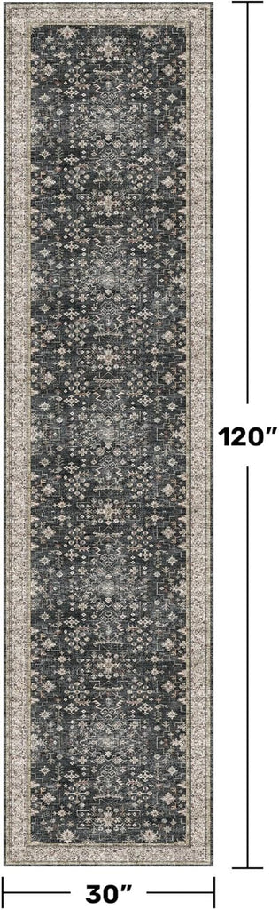 Black Washable 10ft Long Runners for Hallways, 2'6"x10' Wide Kitchen Runner Rug, Entryway Indoor Rug