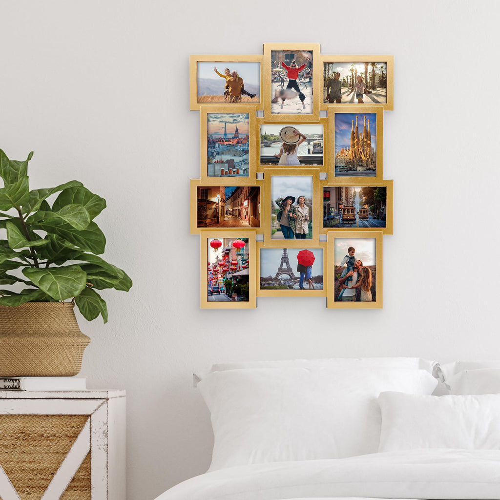 12 Opening 23.5x18 Gold Collage Picture Frame for Wall