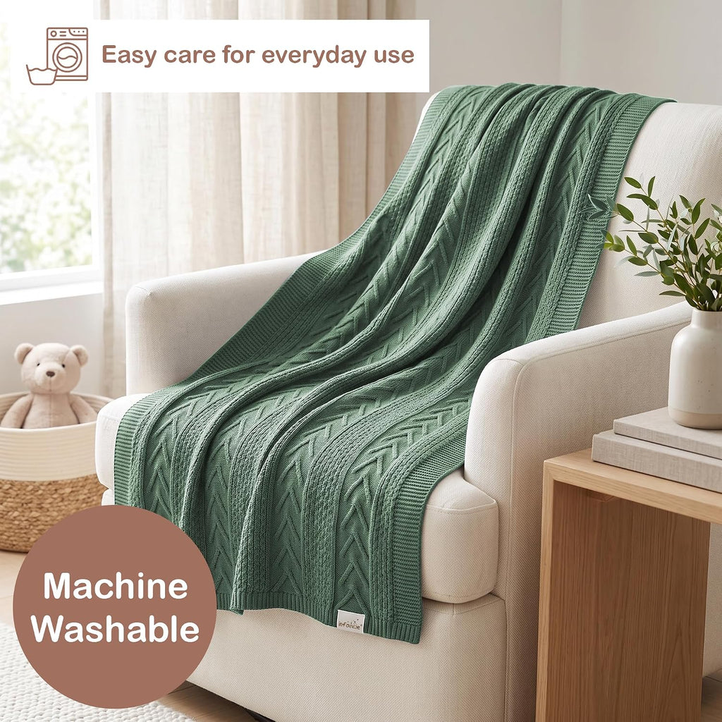 Organic Cotton Knit Baby Blanket Unisex Infant & Toddler 31x43